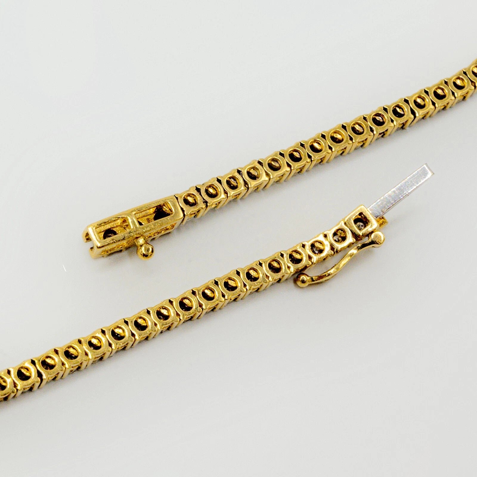 3MM 10k Yellow Gold 2 CTW Diamond "Love" Plate Tennis Chain 18" Women Necklace