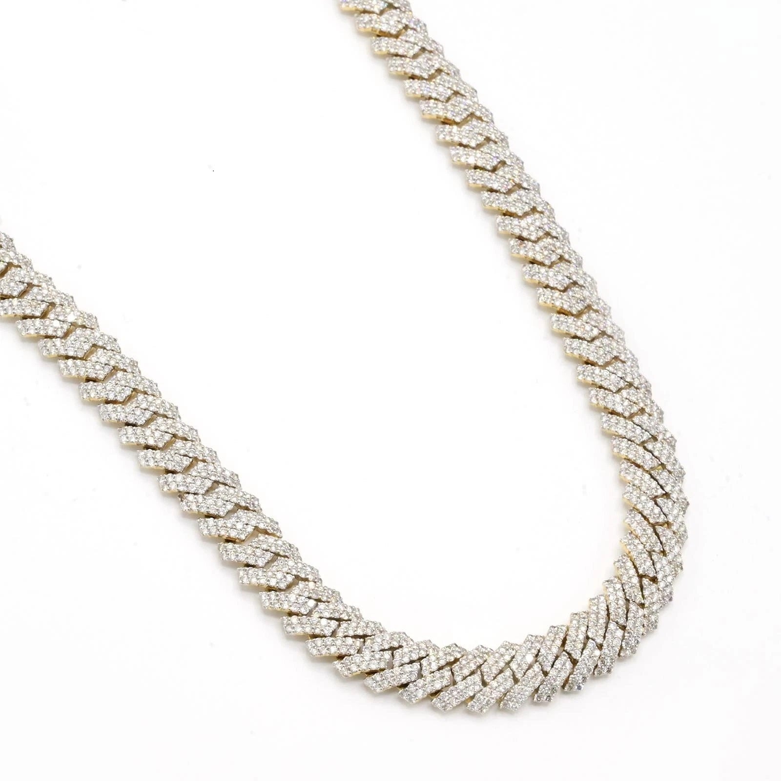 22" Men 10.3mm 10k Yellow Gold 22 CTW Diamond Snake Cuban Necklace