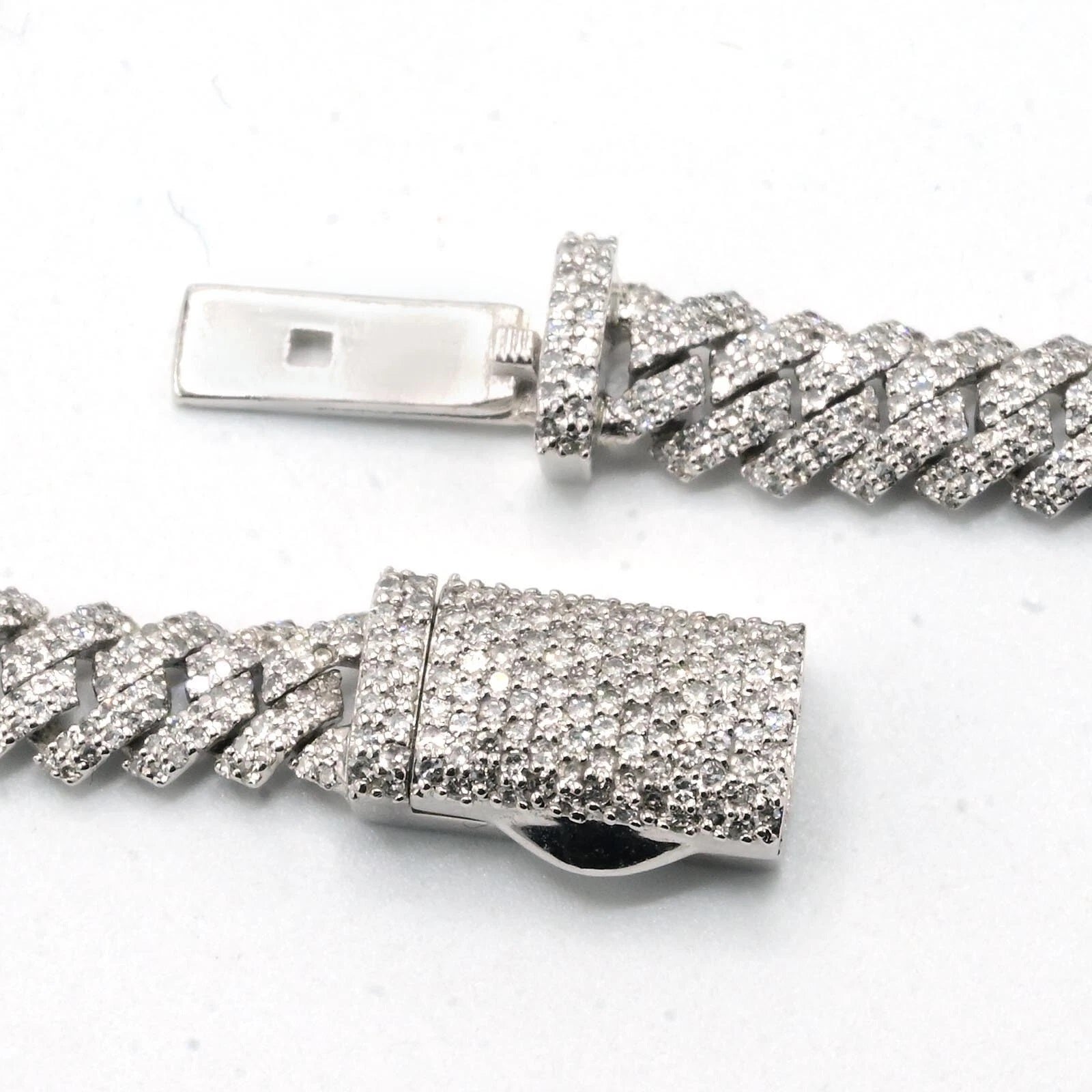 8.3MM Silver 11.23 CTW Diamond Snake Cuban Necklace 54g Chain For Men - 19.5"