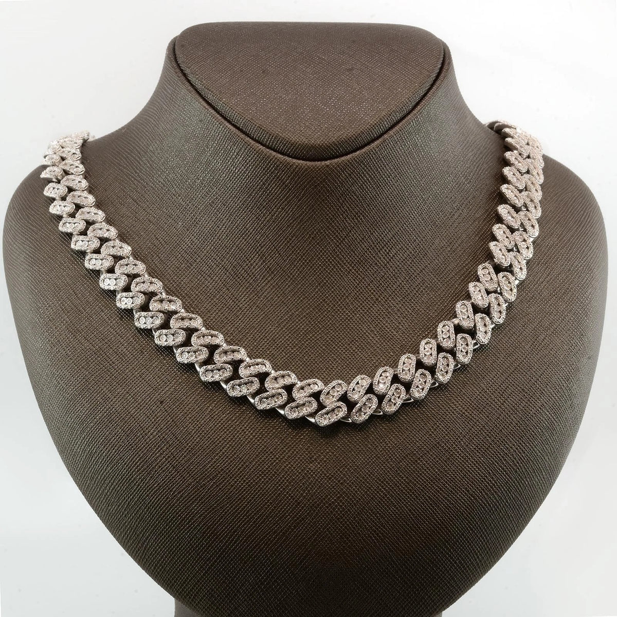 Hip Hop 14MM Men Silver 7.05CTW Diamond Cuban Necklace 148.33g Chain - 22 Inches
