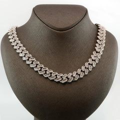 Hip Hop 14MM Men Silver 7.05CTW Diamond Cuban Necklace 148.33g Chain - 22 Inches