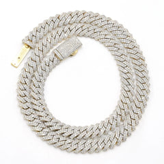 22" Men 10.3mm 10k Yellow Gold 22 CTW Diamond Snake Cuban Necklace