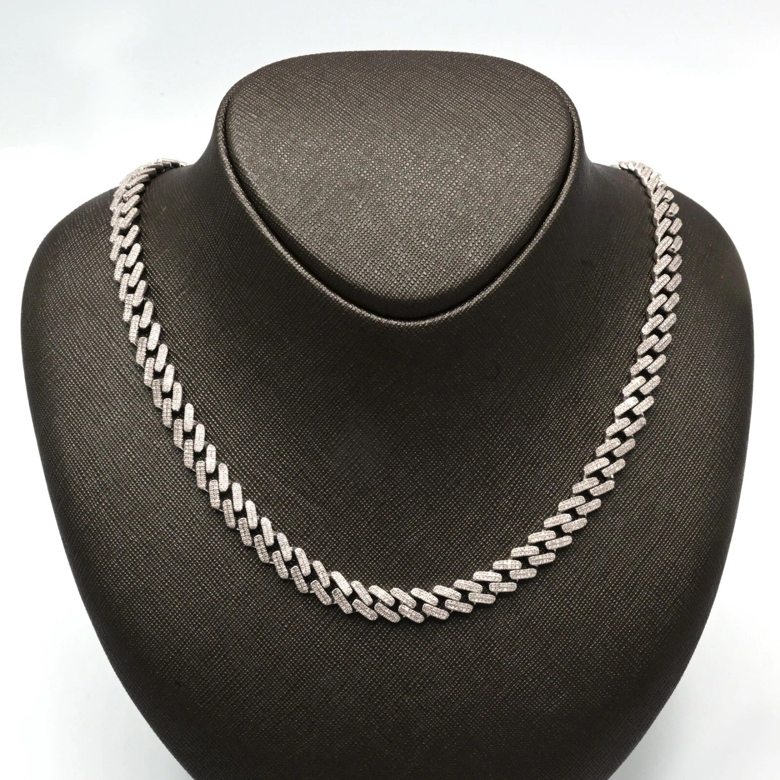 8MM 10k White Gold 2 Row 5.25CTW Diamond Cuban Necklace 41.73g Chain - 20 Inches