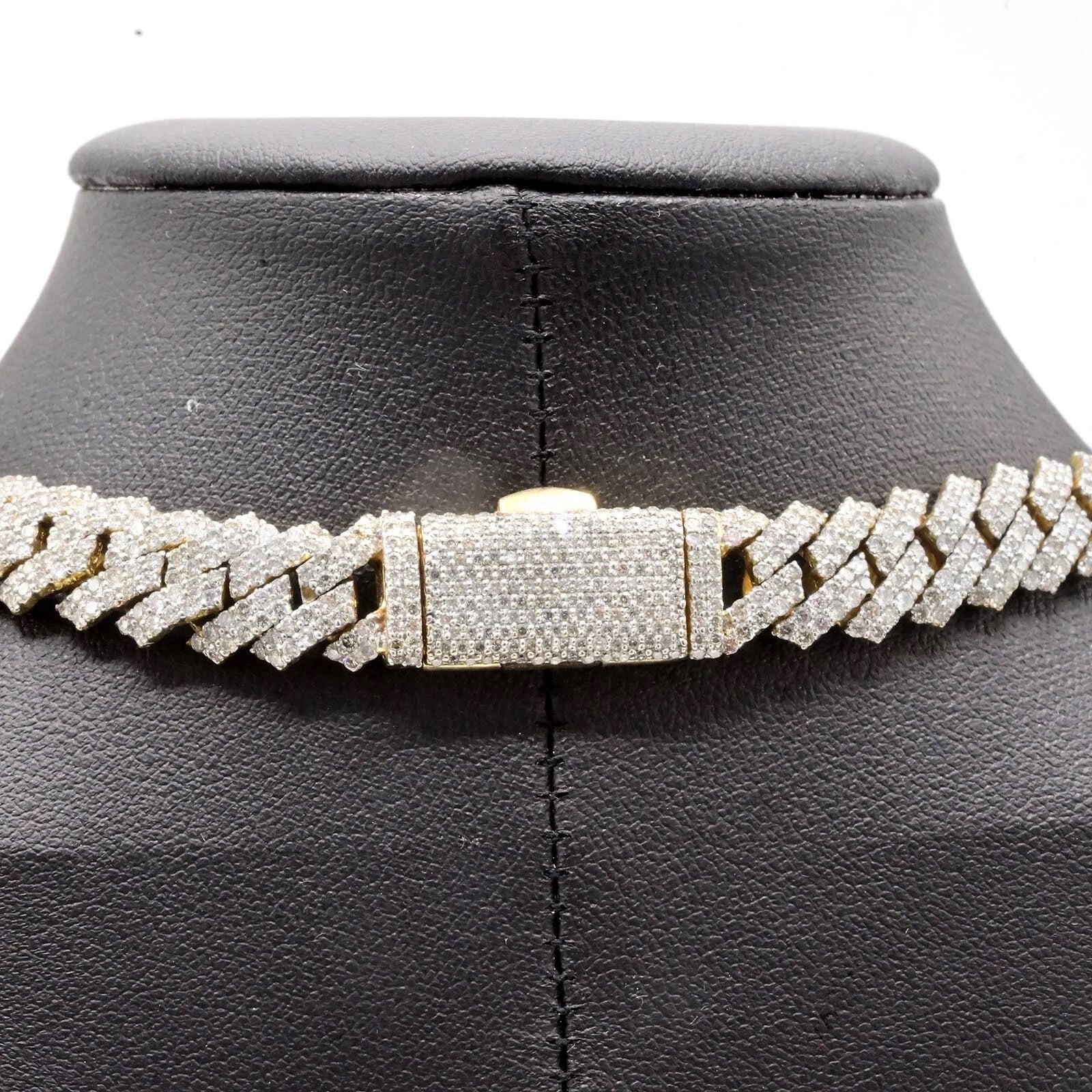 22" Men 10.3mm 10k Yellow Gold 22 CTW Diamond Snake Cuban Necklace