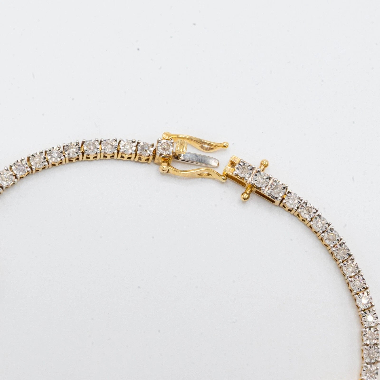 3MM 10k Yellow Gold 2.85CT Diamond 3 Graduating 16MM Heart 7.5" Tennis Bracelet