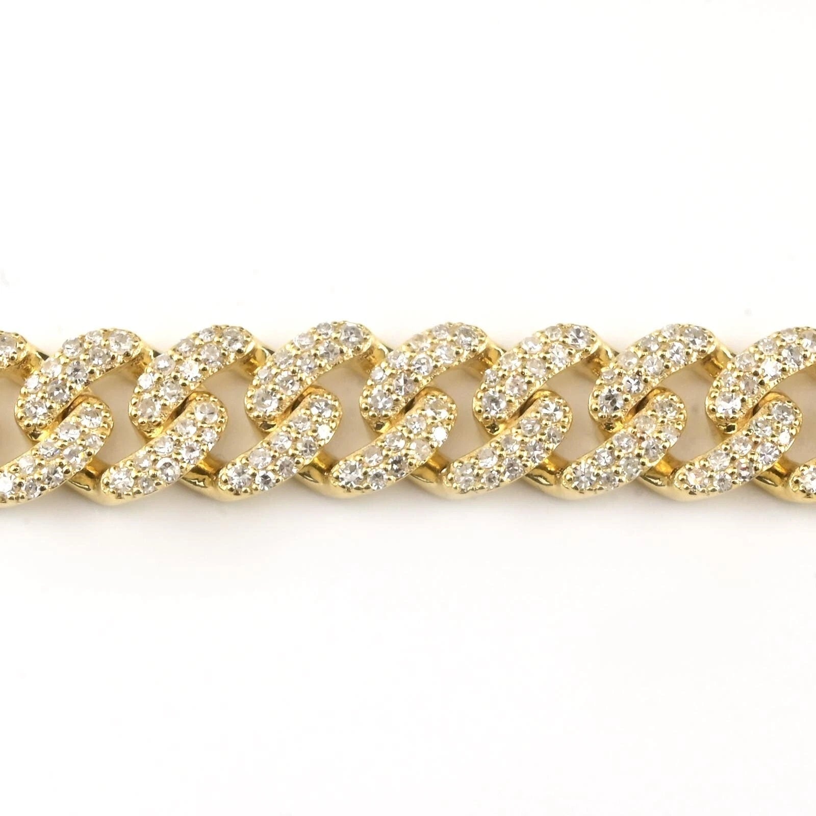 10k Yellow Gold 4.85 CTW Natural Round Diamond Cuban Bracelet 25.1g Armlet - 8"