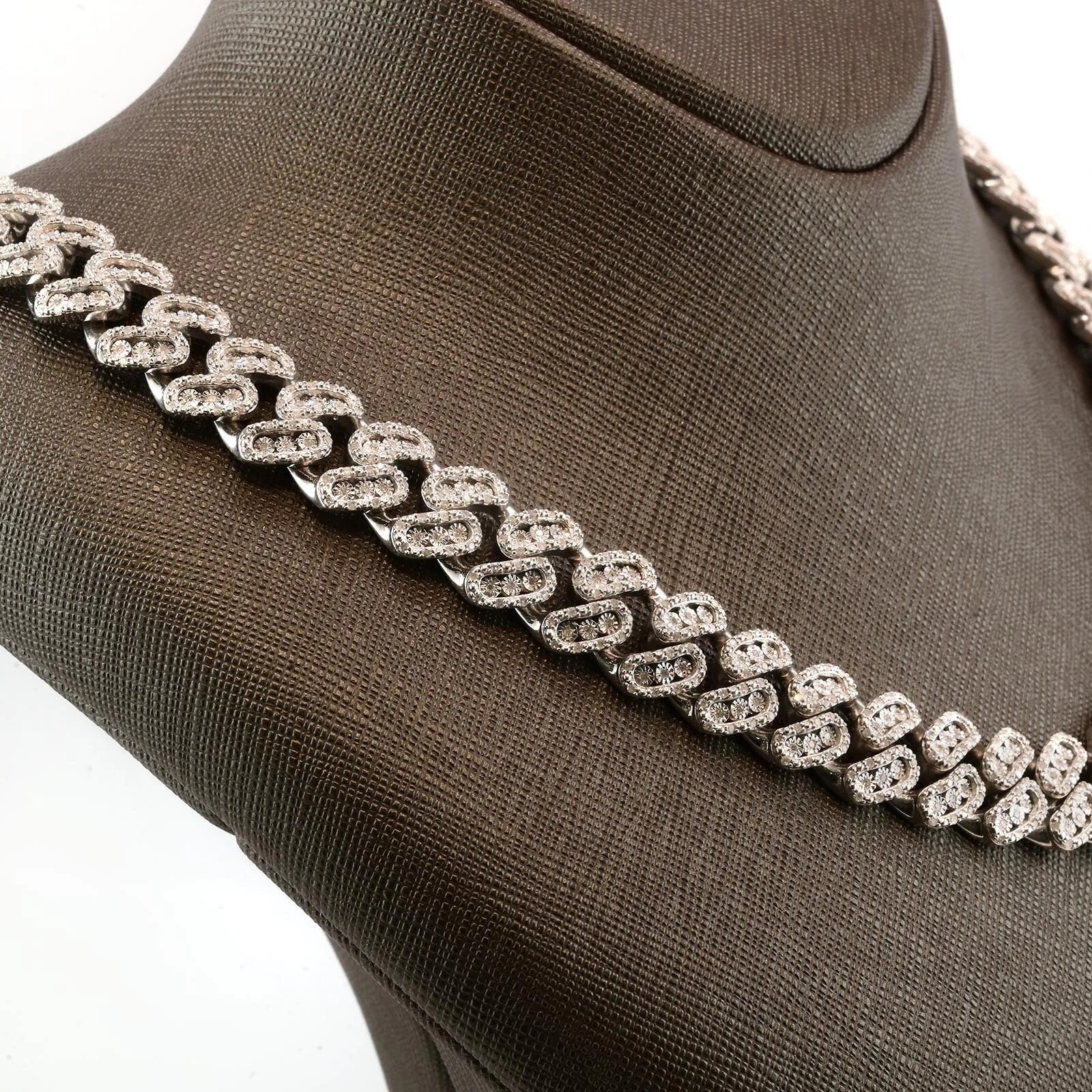 Hip Hop 14MM Men Silver 7.05CTW Diamond Cuban Necklace 148.33g Chain - 22 Inches