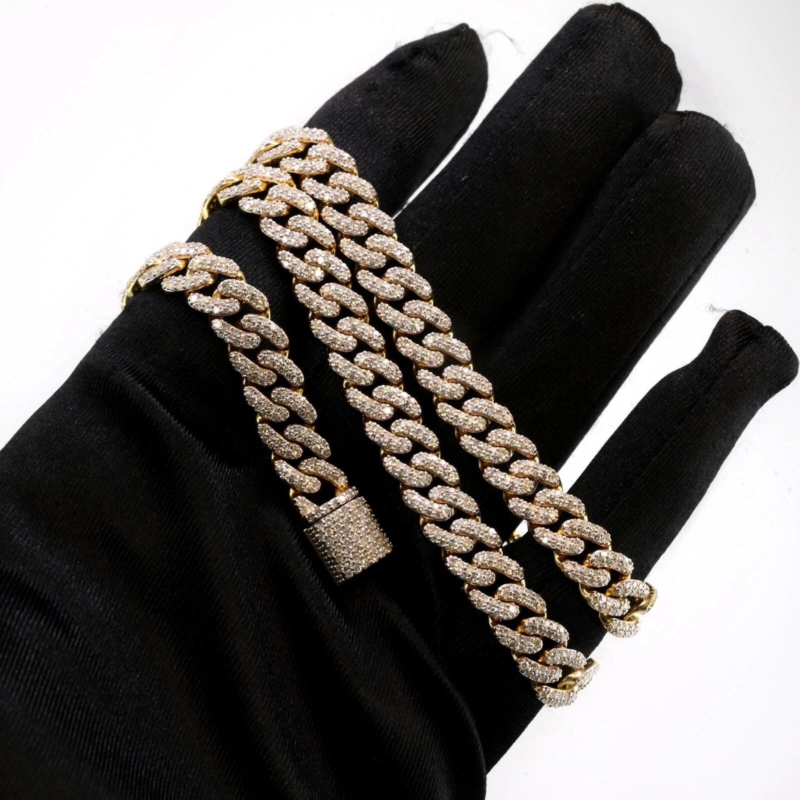 22" 8MM Men 10k Yellow Gold 9.62 CTW Diamond Cuban Necklace 41.87g Hip Hop Chain