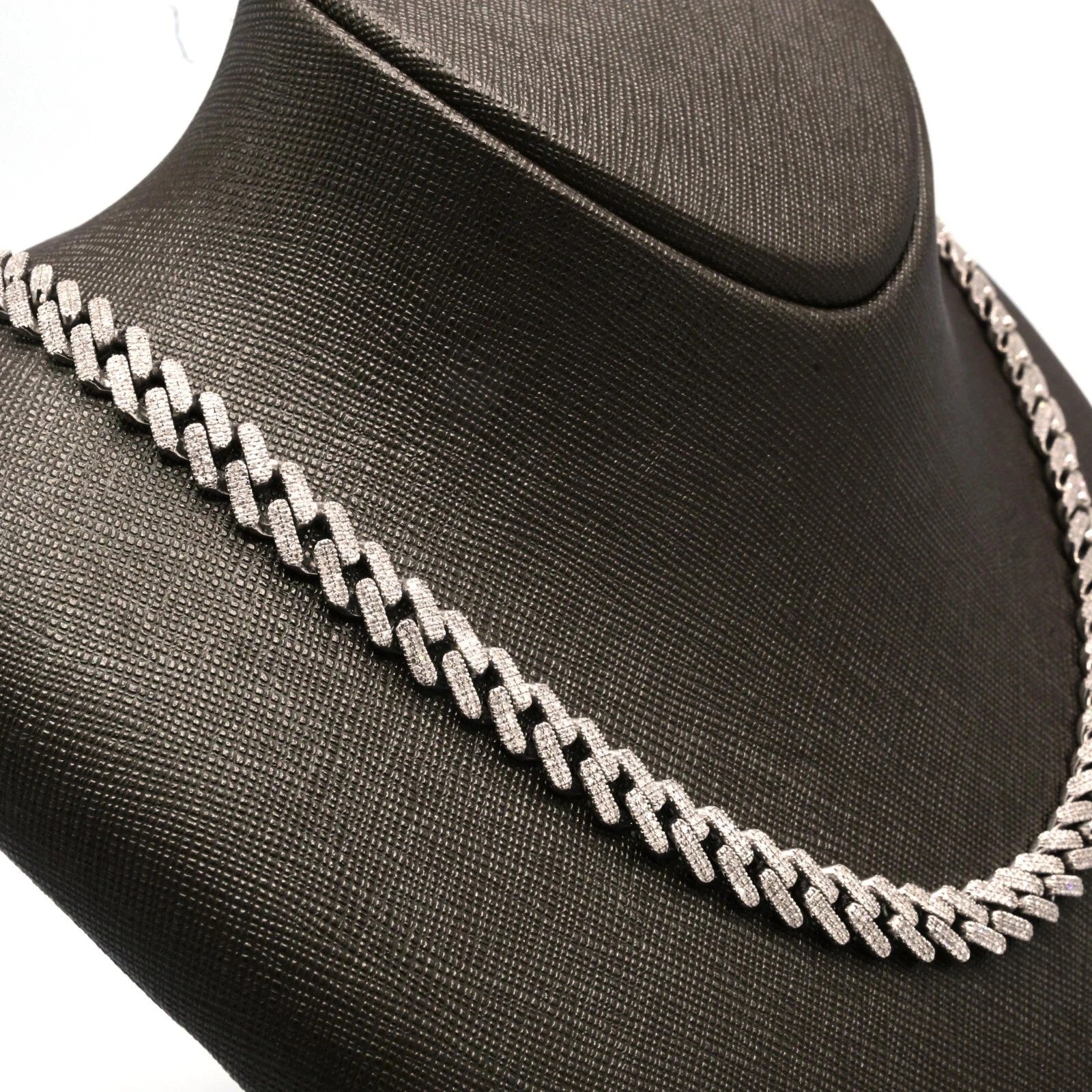 8MM 10k White Gold 2 Row 5.25CTW Diamond Cuban Necklace 41.73g Chain - 20 Inches