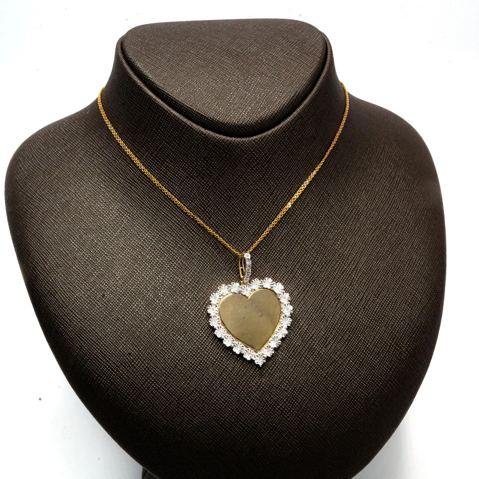 925 Silver with 0.1CTW Diamond Illusion Setting Heart Memory Pendant 7.2g Charm