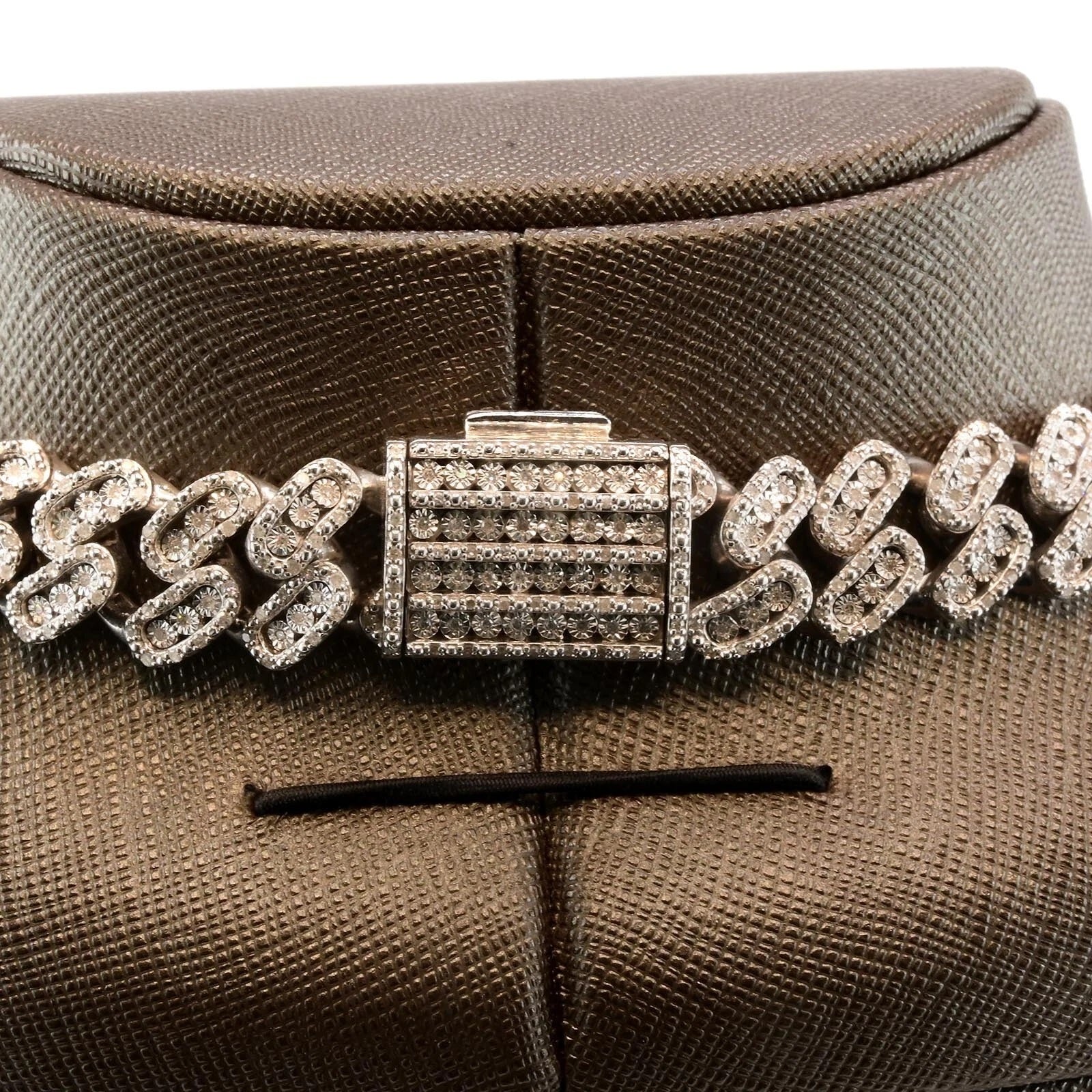 Hip Hop 14MM Men Silver 7.05CTW Diamond Cuban Necklace 148.33g Chain - 22 Inches