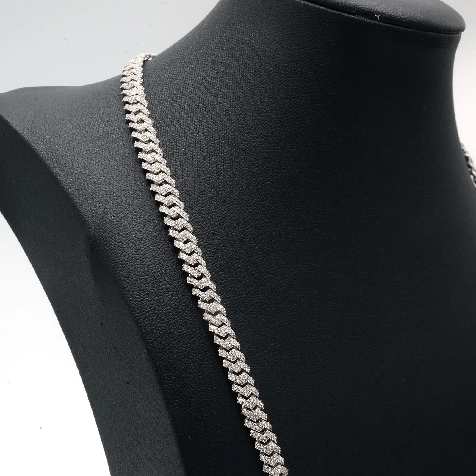 8.3MM Silver 11.23 CTW Diamond Snake Cuban Necklace 54g Chain For Men - 19.5"