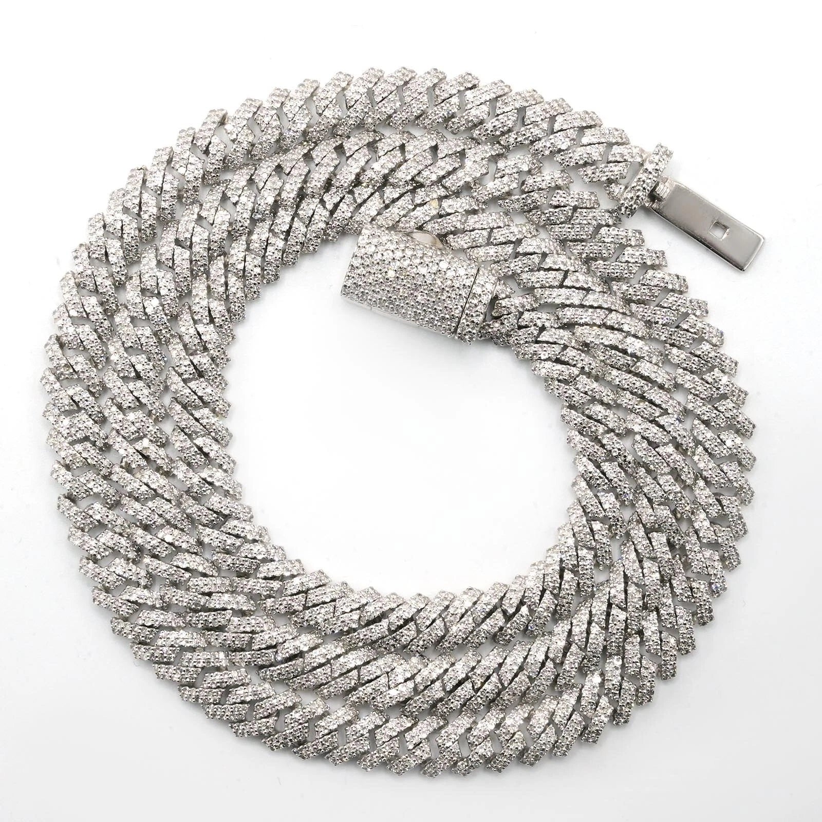 8.3MM Silver 11.23 CTW Diamond Snake Cuban Necklace 54g Chain For Men - 19.5"