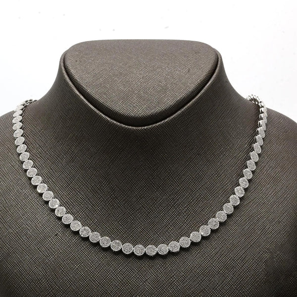 Men HipHop 6MM 10k White Gold 5CTW Round Cluster Tennis 20" Necklace 24.9g Chain