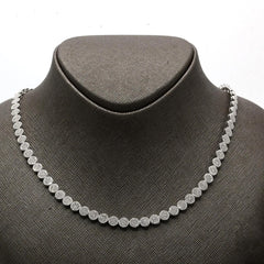 Men HipHop 6MM 10k White Gold 5CTW Round Cluster Tennis 20" Necklace 24.9g Chain