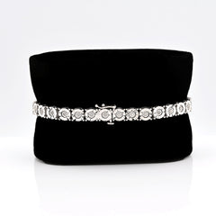 Mens 5MM 925 Sterling Silver 13.5gms 0.8CTW Natural Diamond 8In Tennis Bracelet