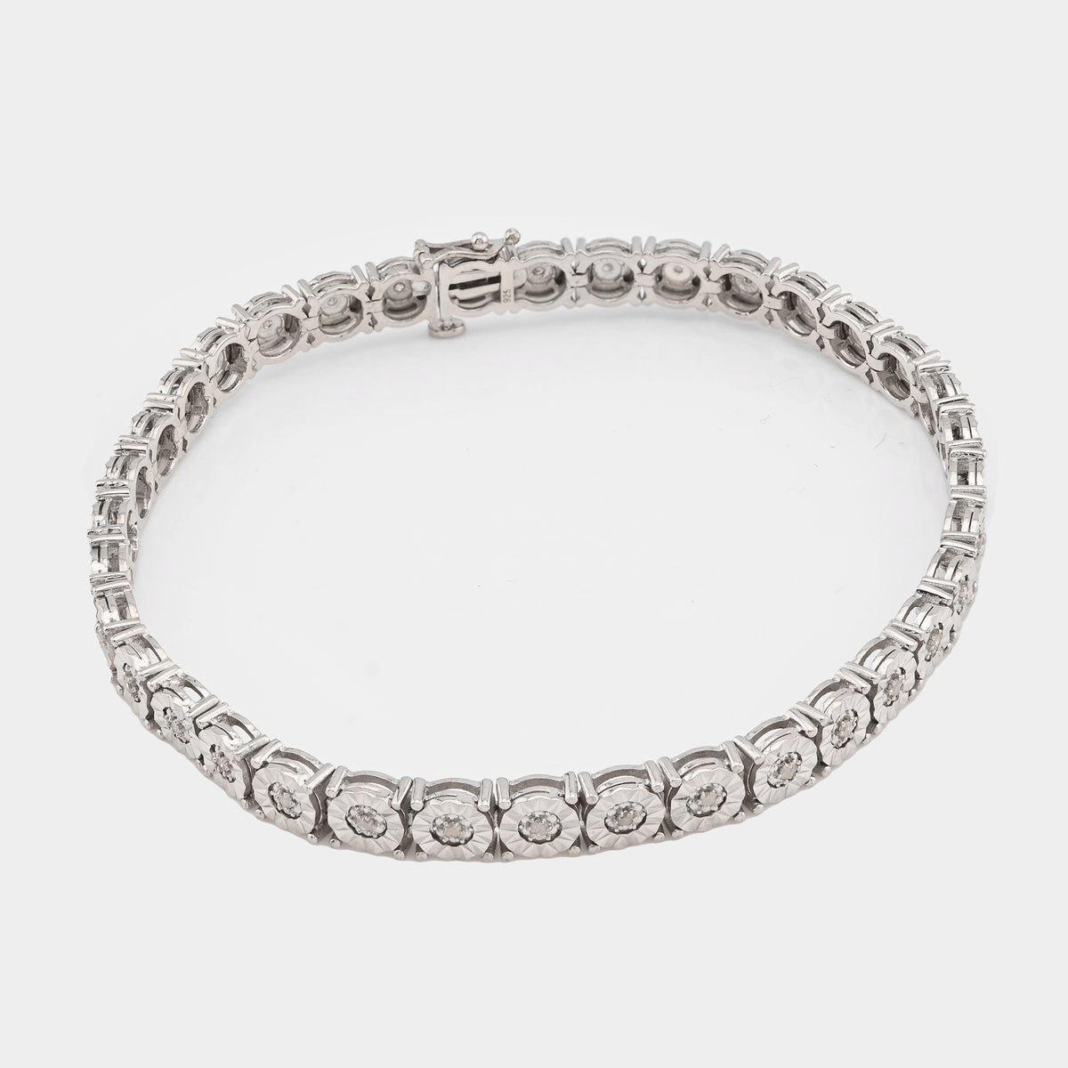 Mens 5MM 925 Sterling Silver 13.5gms 0.8CTW Natural Diamond 8In Tennis Bracelet