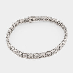 Mens 5MM 925 Sterling Silver 13.5gms 0.8CTW Natural Diamond 8In Tennis Bracelet