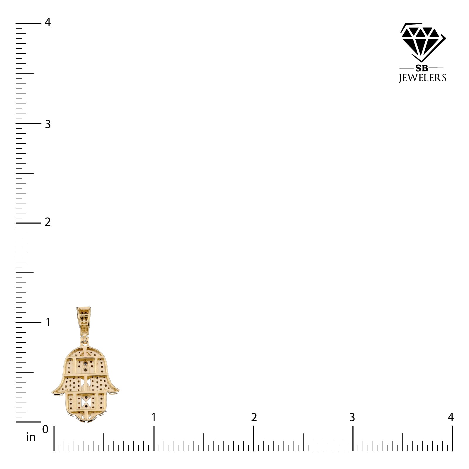10k Yellow Gold 0.6CT Natural Diamond Hamsa Hand Pendant 2g Mens Religious Charm