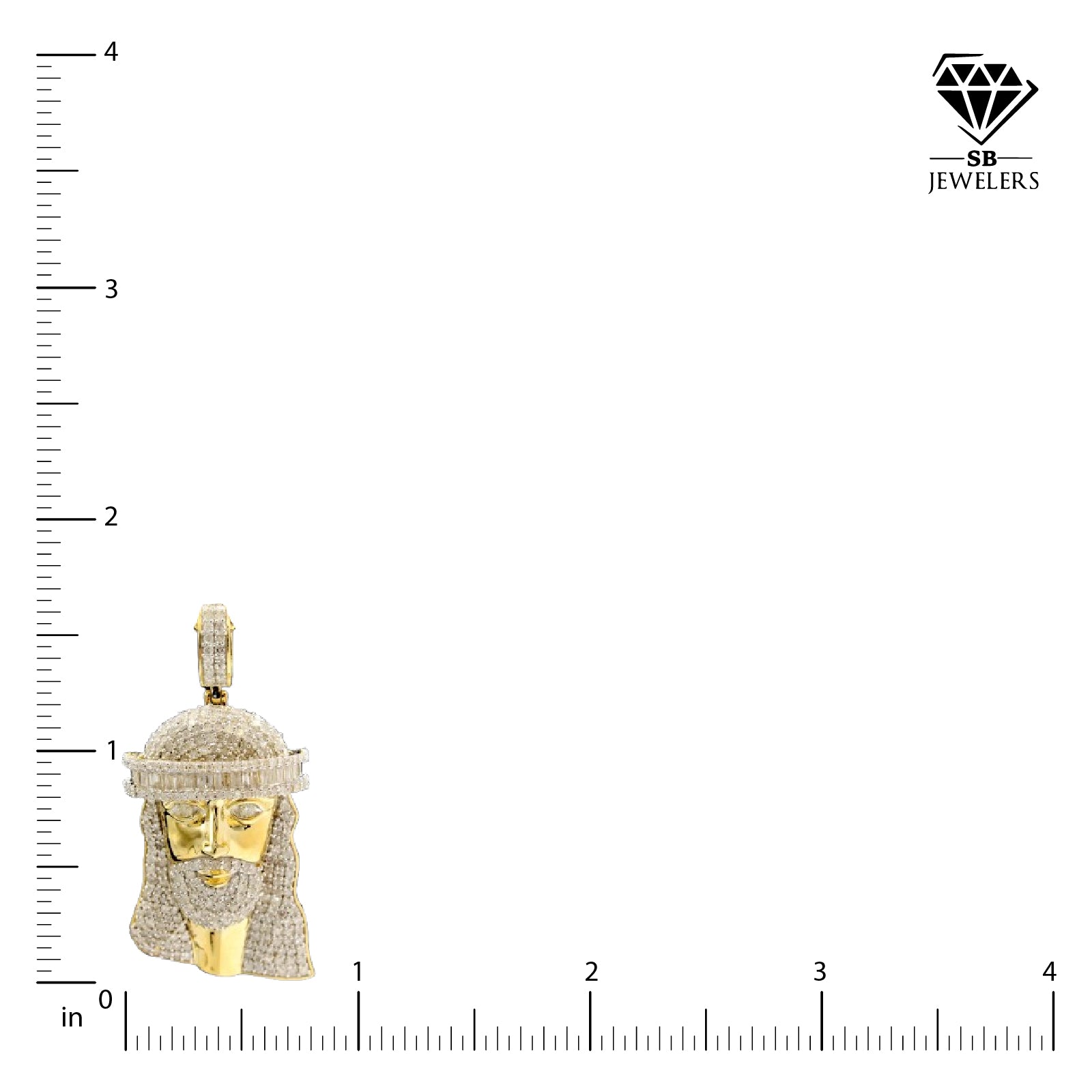 10k Yellow Gold 1.91CT Round/Baguette Diamond Jesus Head Charm 7.6g Mens Pendant