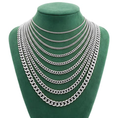 10k White Gold Solid Miami Cuban Chain 8.5gms to 437.4gms Necklace 3.6MM to 16MM Lengths Available 16" to 30"