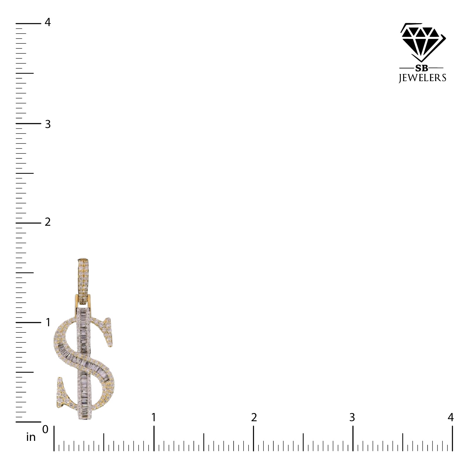 10k Yellow Gold 1.05CT Round/Baguette Diamond Dollar Sign Pendant 5.6g Men Charm