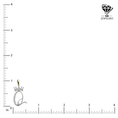 10k Yellow Gold Initial Q Crown Pendant 0.15CT Pure Diamond 1.38g Alphabet Charm