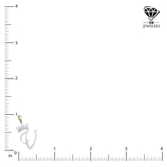 10k Yellow Gold Initial V Crown Pendant 0.15CT Pure Diamond 1.31g Alphabet Charm