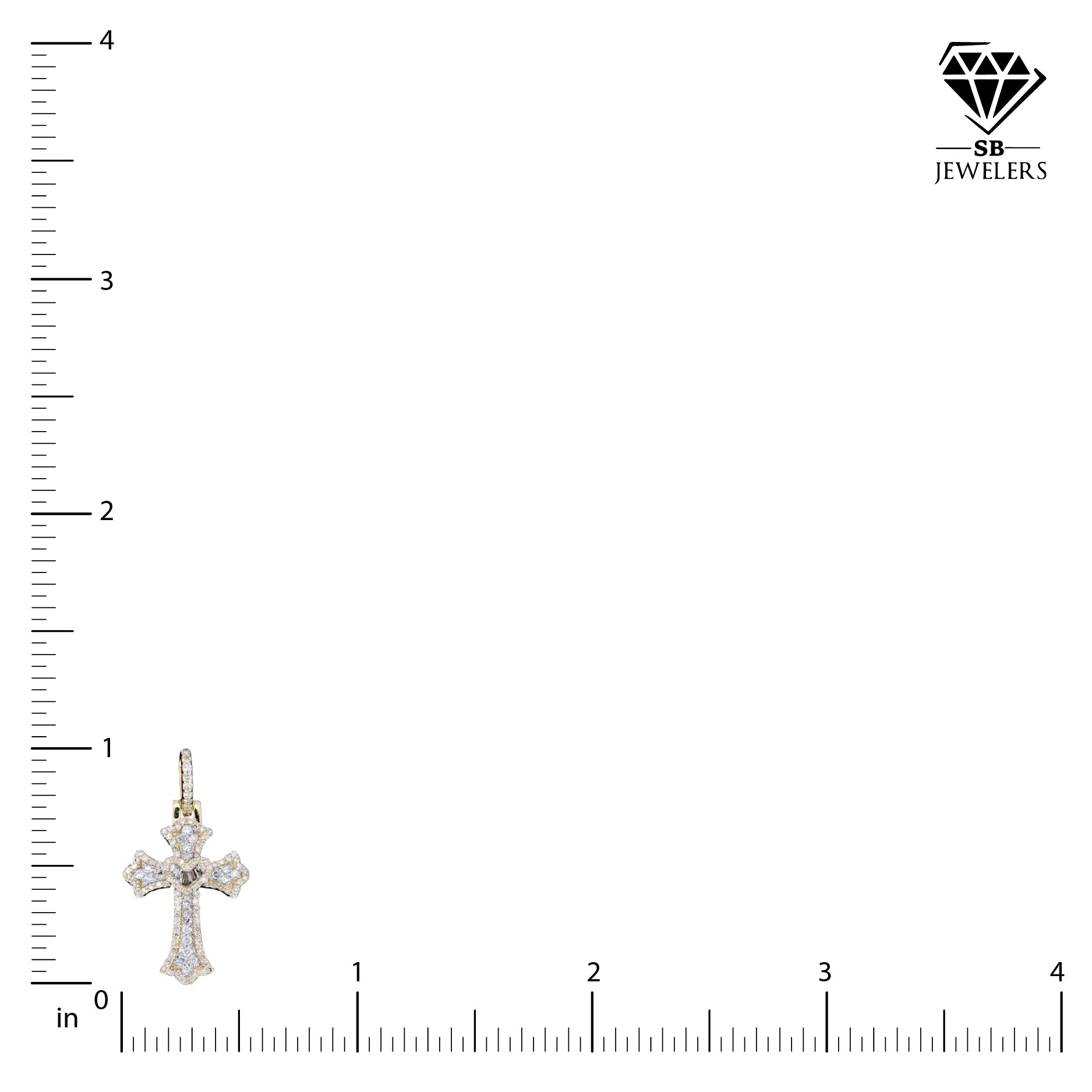 10k Yellow Gold 0.75CT Baguette/Round Diamond Cross Heart Pendant 3.4g Men Charm