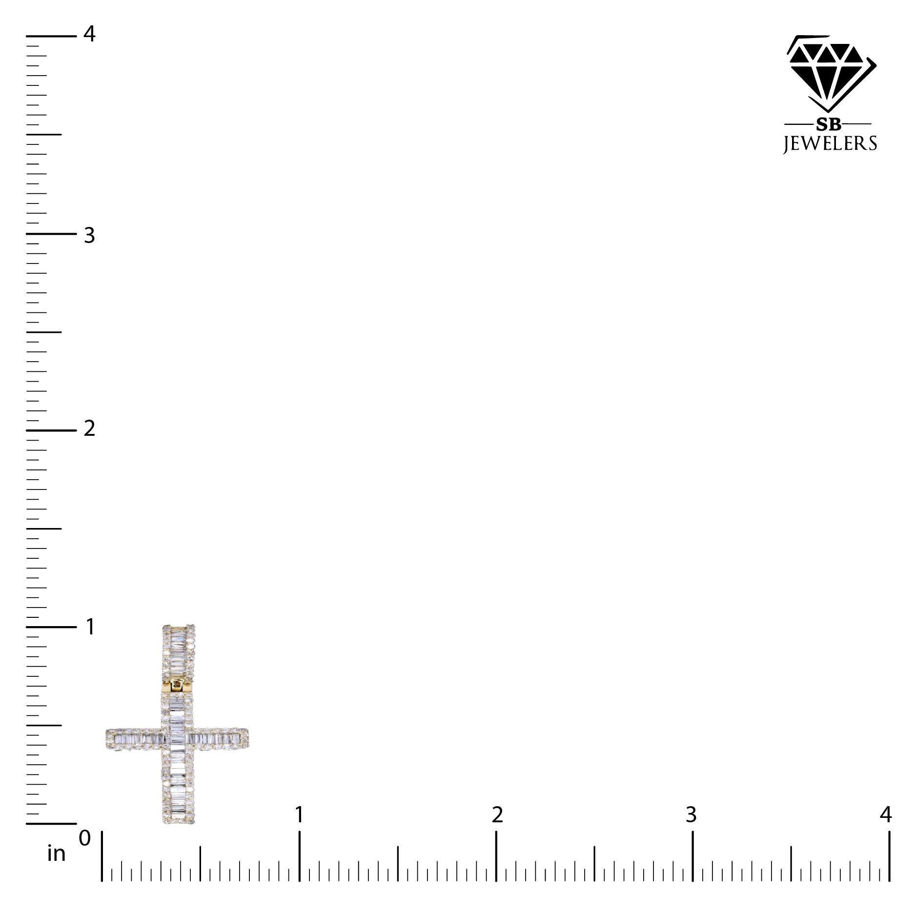 10k Yellow Gold 0.85 CTW Baguette/Round Diamond Cross Pendant 3.6g Mens Charm