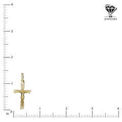 10k Yellow Gold 0.45CTW Natural Diamond Cross With Jesus Mens Pendant 3.5g Charm