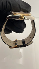 Rolex Datejust Champagne Diamond Factory Dial on Generic Black Leather Band Ref. 16233G 1991