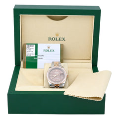 Mens 41MM Rolex Datejust 10k Gold/SS 3.5CTW Natural Diamond Bezel Chocolate Face 2-Tone Jubilee Band Watch