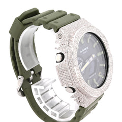G-Shock Casio 2100 5CTW Natural Diamond Green Band Black Face Watch For Mens