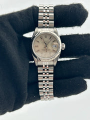 Rolex Datejust Lady Silver Stick Dial on Jubilee D Link Bracelet Ref. 69174 Papers 1992